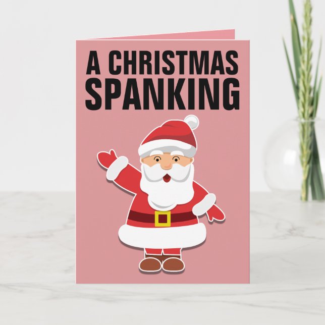 SPANKING CHRISTMAS SANTA FUNNY GREETING CARD  KORT (Framsida)
