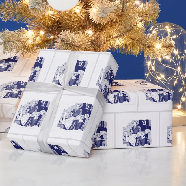 SPANKING COUPLE VINTAGE CHRSTMAS Wrapping Papper Presentpapper (Helgdagar)