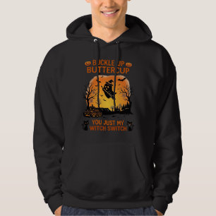 Spänn fast fjäril Halloween spökhäxa hatt broderi Hoodie