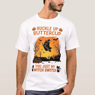 Spänn fast fjäril Halloween spökhäxa hatt broderi T Shirt