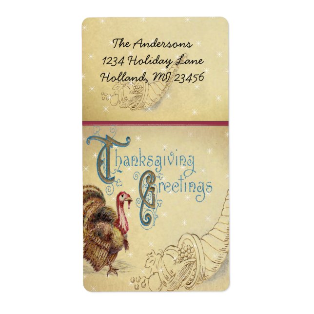 Spänn Turkiet Thanksgiving Greetins Antique Font Fraktsedel (Framsidan)