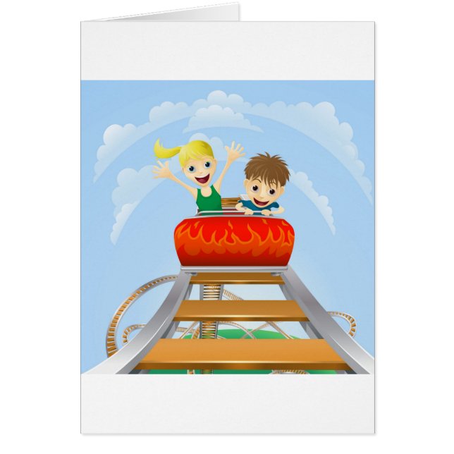 Spännande berg- och dalbanaritt hälsningskort (Framsidan)