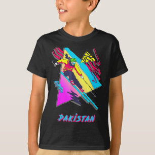 Spännande färgrik skidåkning pakistan grafisk skid t shirt