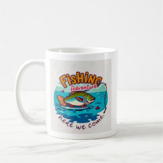 Spännande Fiskeäventyr Väntar Kaffemugg