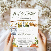 Spännande fisketema-inbjudan till baby shower