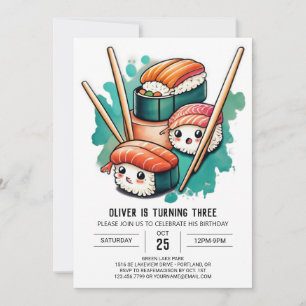 Spännande Sushi Rolls Birthday Inbjudningar