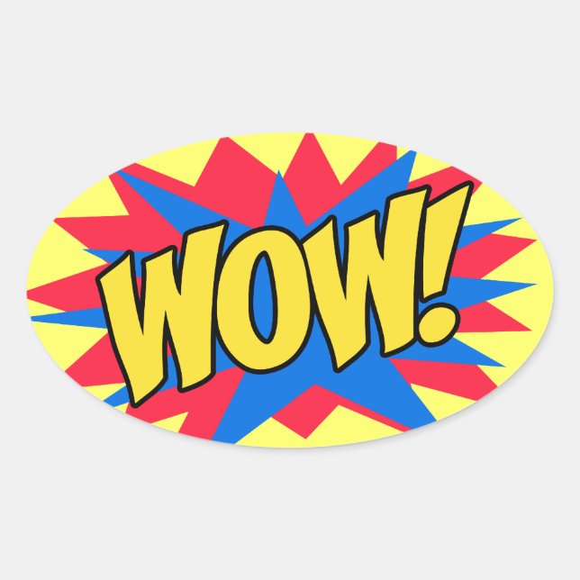 spännande wow ovalt klistermärke (Framsida)