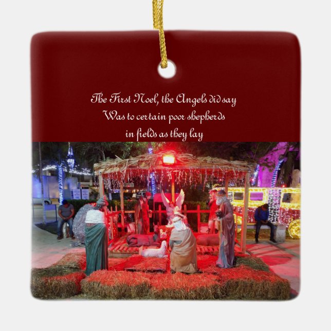 Spänning på cell telefoner. julgransprydnad keramik (Framsida)