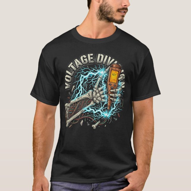 Spänningsdelning elektriker present het tråd t shirt (Framsida)