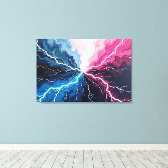 Spänningsflöde – Elektrisk våg i rörelse 36"x24" Canvastryck (Insitu (trägolv))