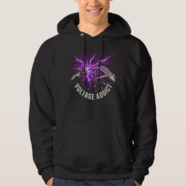 Spänningssüchtig elektrikerpresent Elektrisk ljusb Hoodie (Framsida)