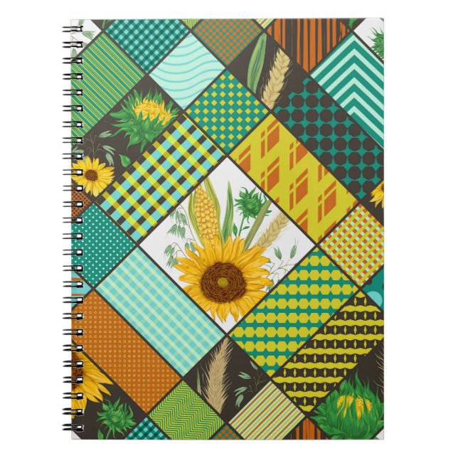 Spannmål, solblommor, geometrisk mönster. anteckningsbok (Framsidan)