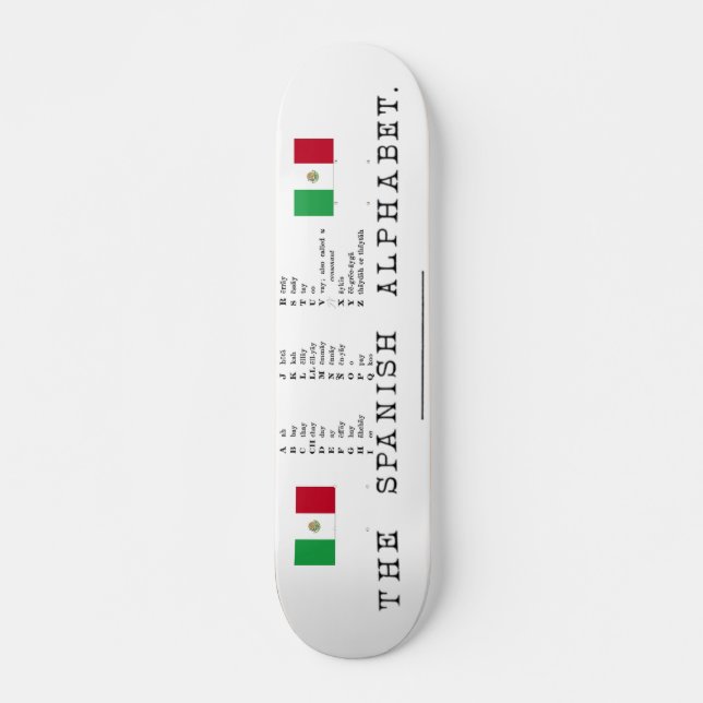 Spansk alfabet Skateboard Bräda 20,5 Cm (Framsida)