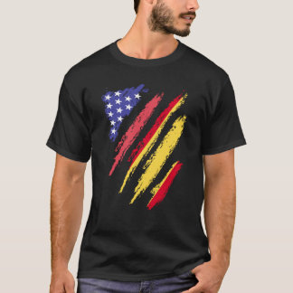 Spansk amerikansk patriot Grown Heart Flagga Rand T Shirt