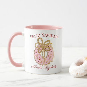 Spansk anpassad God Jul Mormor Rosa Krans Mugg