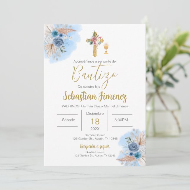 Spansk baptism Boy Inbjudningar (Stående Fram)