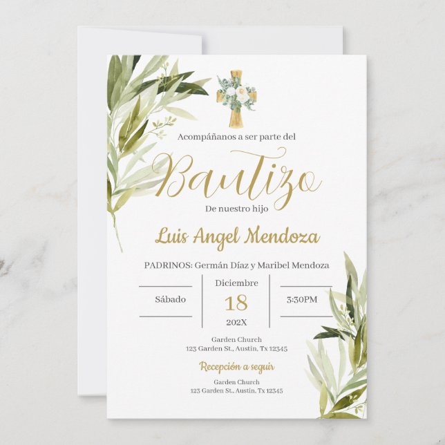 Spansk baptism Boy Inbjudningar (Framsida)