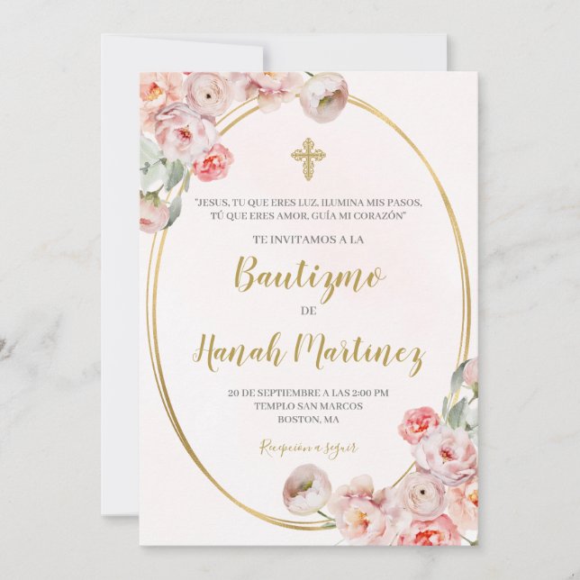 Spansk baptism för flicka inbjudningar (Framsida)