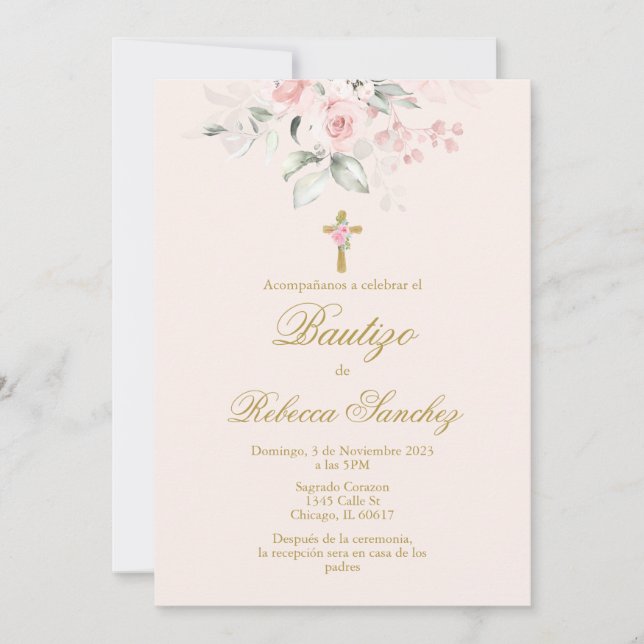 Spansk baptism Girl Inbjudningar (Framsida)