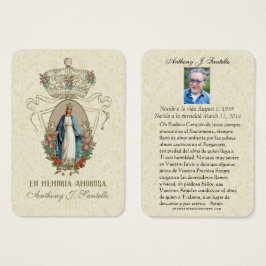 Spansk begravningskatolisk jungfru Mary Memorial P Visitkort