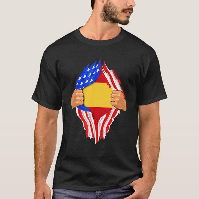 Spansk Blood Inside Me Spain Flagga T Shirt (Framsida)