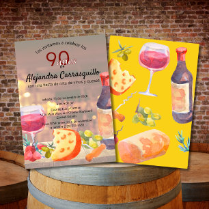 Spansk Chic vin- och ostsmakning 90-årsfirande Inbjudningar