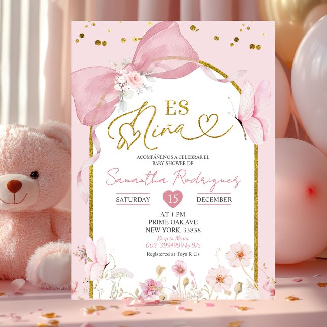 Spansk Coquette Rosa Fjäril Es Nina Inbjudningar (Skapare uppladdad)