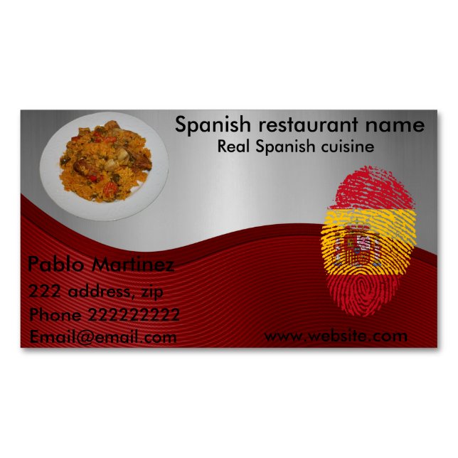 Spansk cuisine visitkortmagnet (Framsida)