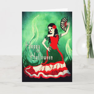 Spansk dancer i happy halloween kort