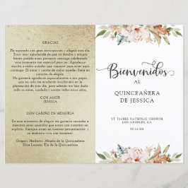 Spansk Elegant Champagne Guld Quinceañera Program