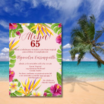 Spansk Elegant Rosa Aloha Färgrik 65-årsdag