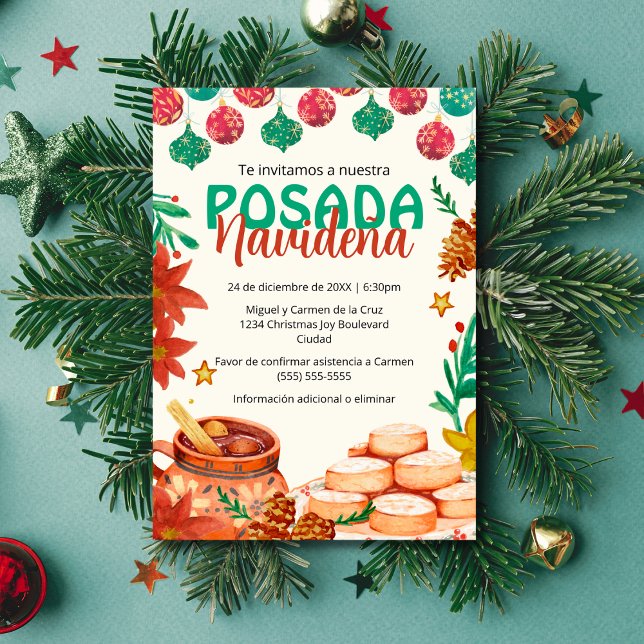 Spansk Festive Posada Navideña jul Party Inbjudningar (Skapare uppladdad)