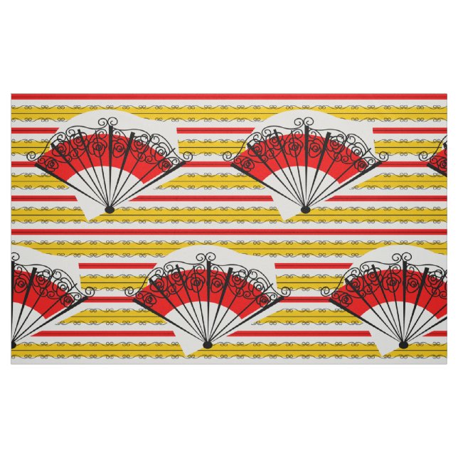 Spansk fläktremsa tyg stor tryck (Fat Quarter)