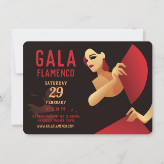 Spansk flamenkodansare med fläkt svart och röd inbjudningar