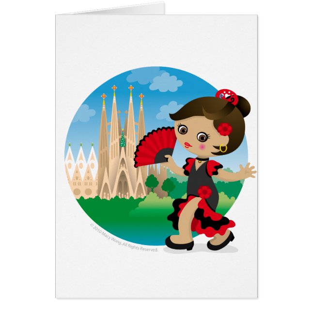Spansk flicka hälsningskort (Framsidan)