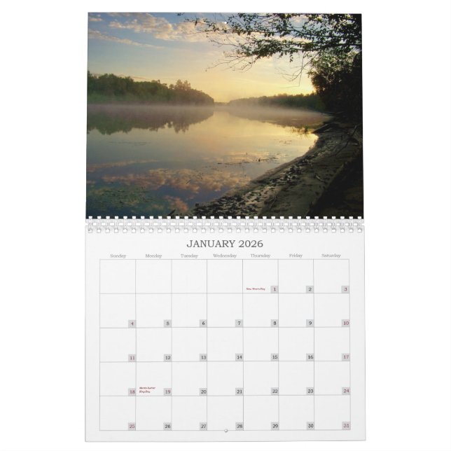 Spansk flod, Massey, PÅ, Kanada kalender 11" x17 (Jan 2026)