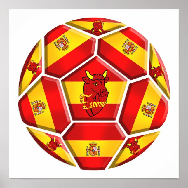 Spansk fotboll La Furia Roja Toro flaggor Poster (Framsidan)