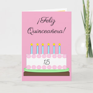 Spansk Glad Quinceañera: Rosa Kort