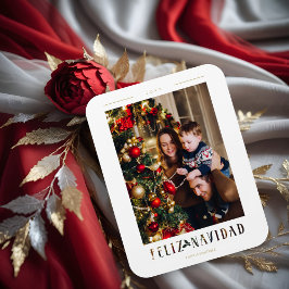 Spansk God Jul Modern Kalligrafi Foto Magnet