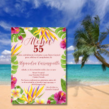 Spansk hawaiiansk rosa Aloha färgglad 55-årsdag