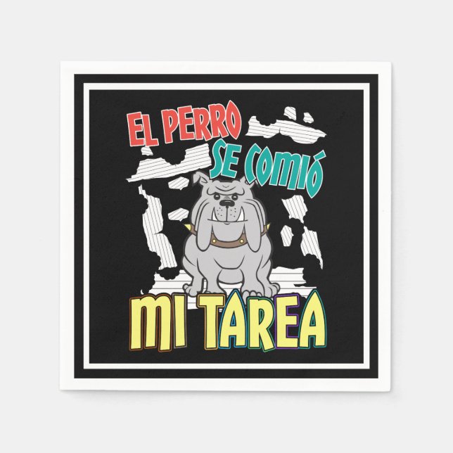 Spansk Hund åt Mitt Läxförhör - Perro Tarea Pappersservett (Framsidan)