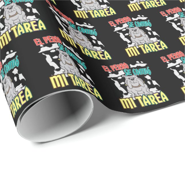 Spansk Hund åt Mitt Läxförhör - Perro Tarea Presentpapper (Rullad Hörn)