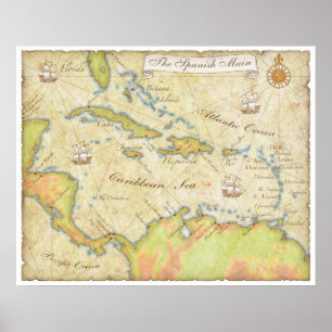 Spansk huvudsaklig karta poster