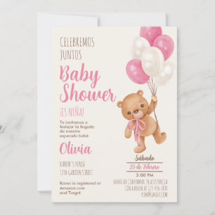 Spansk inbjudan till nalle Baby Shower Girl