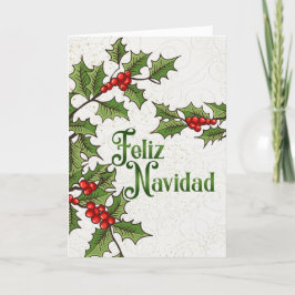 Spansk jul Feliz Navidad Holly Berries Helgkort