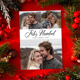 Spansk julcalligrafi Feliz Navidad Photo Julkort