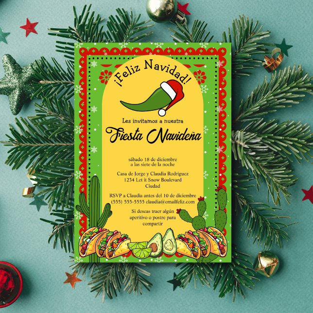 Spansk julfirande Navideña Rolig Jalapeño Inbjudningar (Skapare uppladdad)