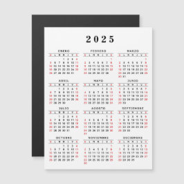 Spansk kalender 2025 White Black Magnet