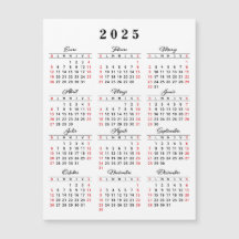 Spansk kalender 2025 White Black Red