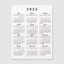 Spansk kalender 2025 White Black Red